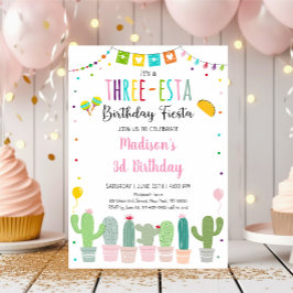 Invitación Cumpleaños de la Chica de Three-esta Fiesta Cactus