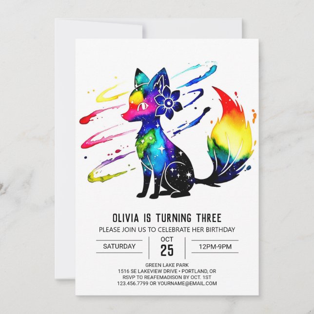 Invitación Cumpleaños de la chica digital de Fox Purple (Anverso)