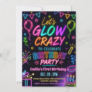 Invitación Cumpleaños de la chica loca de brillo