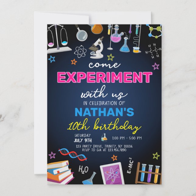 Invitación Cumpleaños de la Ciencia Mad (Anverso)