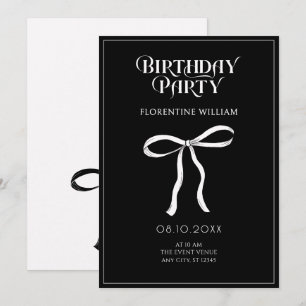 Invitación cumpleaños de la cinta blanca y negra