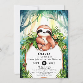 Invitación Cumpleaños de la colorida Pastel Sloth
