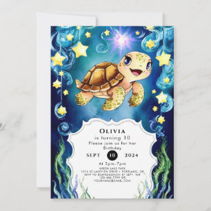 Invitación Cumpleaños de la colorida tortuga mágica