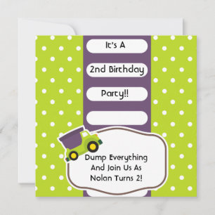 Invitación Cumpleaños de la Construcción de Camión Volcado Pe