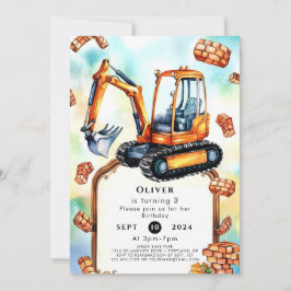 Invitación Cumpleaños de la Construcción de Happy Builder