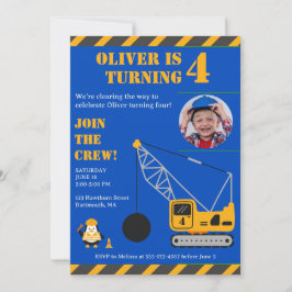 Invitación Cumpleaños de la construcción de los niños de Cute