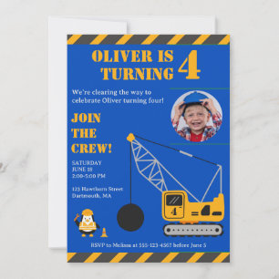 Invitación Cumpleaños de la construcción de los niños de Cute