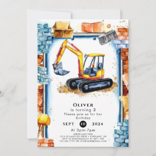 Invitación Cumpleaños de la Construcción del Personalizado En