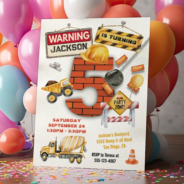 Invitación Cumpleaños de la Construcción Turnándose En Cinco  (Subido por el creador)