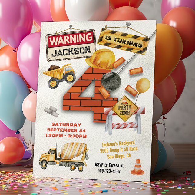 Invitación Cumpleaños de la Construcción Turnándose En Cuatro (Subido por el creador)