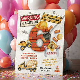 Invitación Cumpleaños de la Construcción Turnándose en seis b