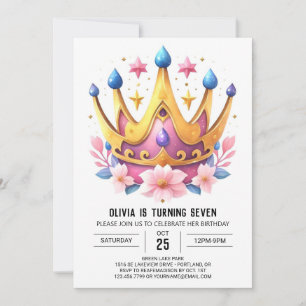 Invitación Cumpleaños de la Corona de la Princesa Rosa