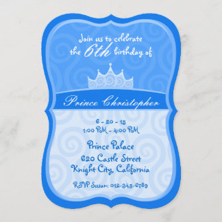 Invitación Cumpleaños de la Corona del Príncipe Azul
