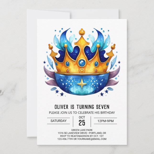 Invitación Cumpleaños de la Corona del Príncipe Bohemio (Anverso)