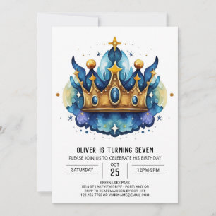 Invitación Cumpleaños de la Corona Príncipe Impreso Moderno