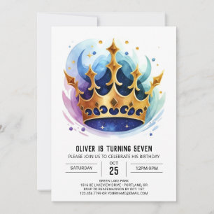 Invitación Cumpleaños de la Corona Príncipe moda en línea