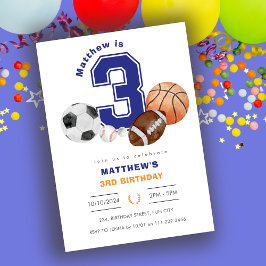 Invitación Cumpleaños de la deportista deportiva 3 Boy Athlet
