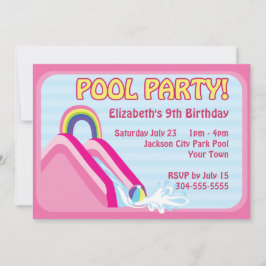 Invitación Cumpleaños de la Diapositiva del Agua de los Chica