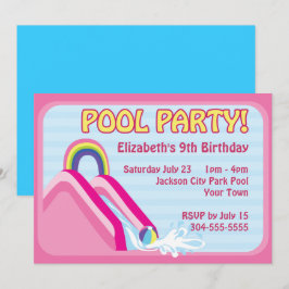 Invitación Cumpleaños de la Diapositiva del Agua de los Chica