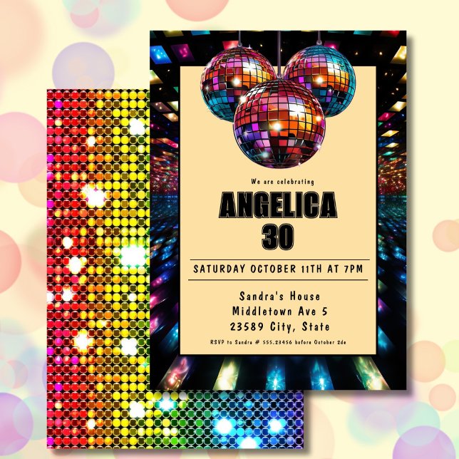 Invitación Cumpleaños de la discoteca colorida (Subido por el creador)