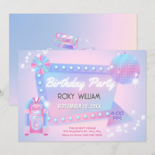 Invitación Cumpleaños de la discoteca Retro holo