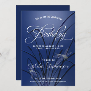 Invitación Cumpleaños de la Dragonfly azul real