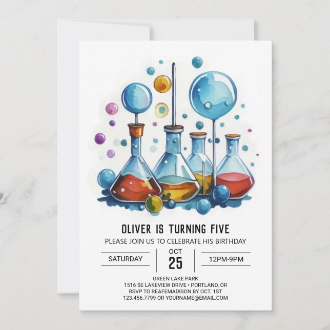 Invitación Cumpleaños de la eminente científica de la química (Anverso)