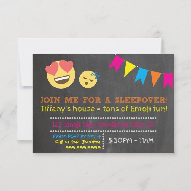Invitación Cumpleaños de la Emoji (Anverso)