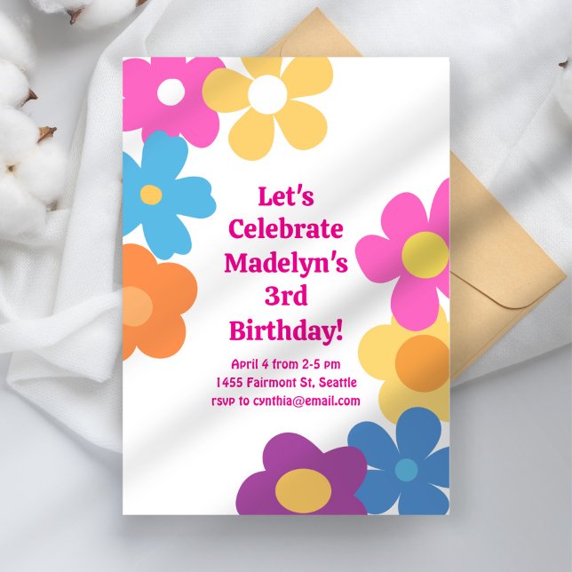 Invitación Cumpleaños de la energía de las flores brillantes (Subido por el creador)