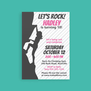 Invitación Cumpleaños de la Escalada de Rocas Rosadas   Escal