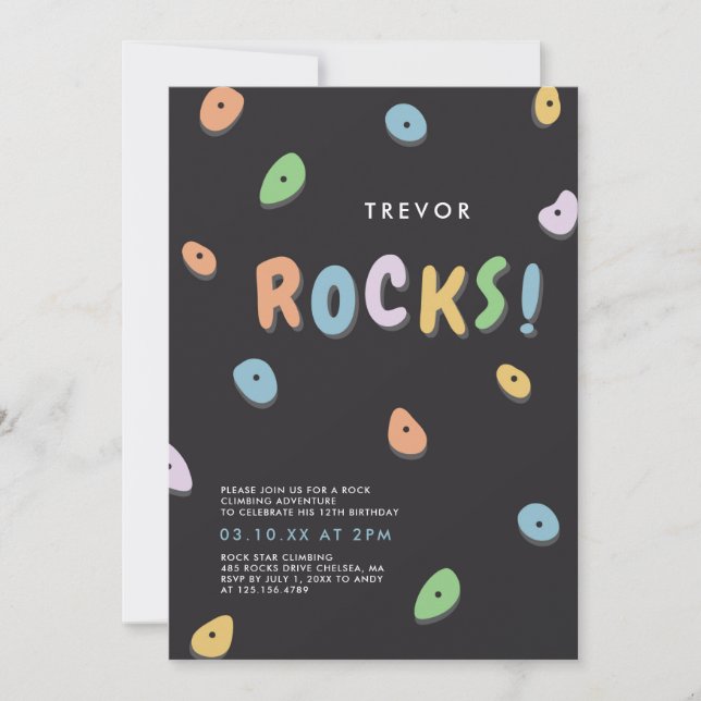 Invitación Cumpleaños de la escalada del rock (Anverso)