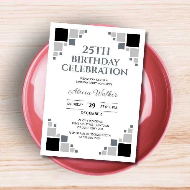Invitación Cumpleaños de la esquina única del marco digital g (Subido por el creador)