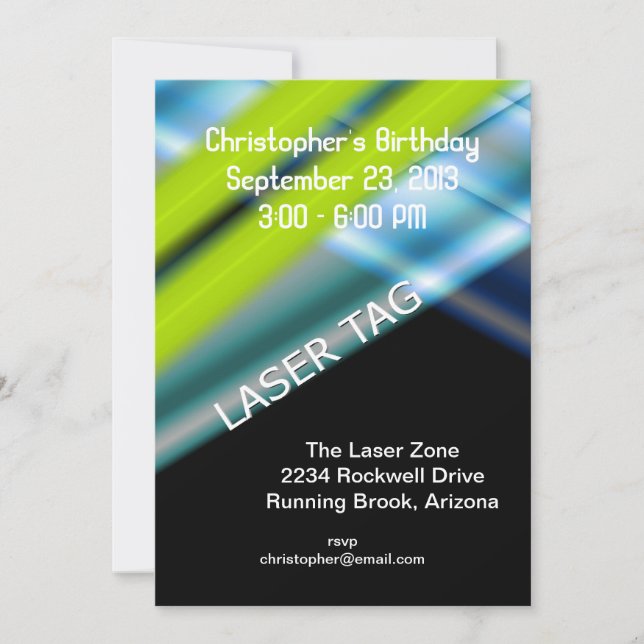Invitación Cumpleaños de la etiqueta láser (Anverso)