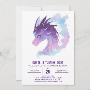 Invitación Cumpleaños de la Fantasía Dragónica Respiradora de