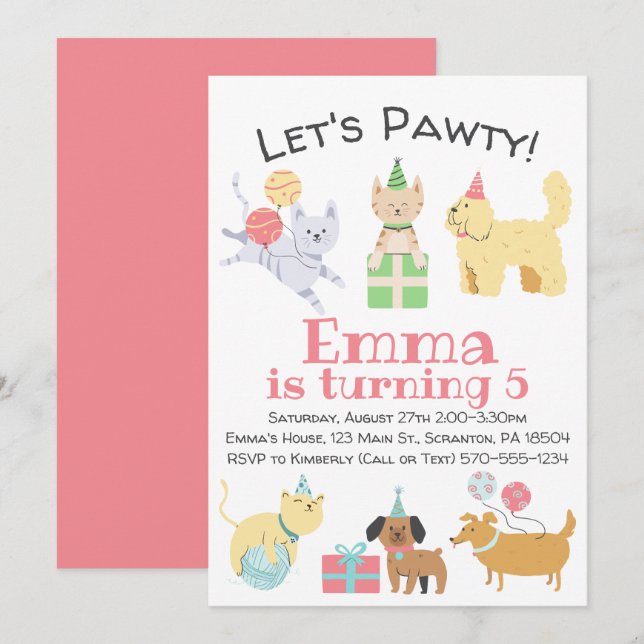 Invitación Cumpleaños de la fiesta (Anverso / Reverso)