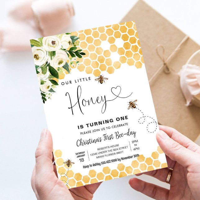 Invitación Cumpleaños de la fiesta de la abeja de miel 1 (Subido por el creador)