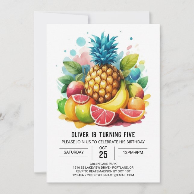 Invitación Cumpleaños de la Fiesta de la sandía Digital (Anverso)