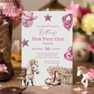Invitación Cumpleaños de la Fiesta de Pony Rosa Nova