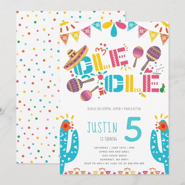 Invitación Cumpleaños de la Fiesta Mexicana (Anverso / Reverso)