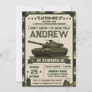 Invitación Cumpleaños de la fiesta militar personal