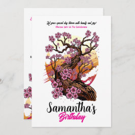 Invitación Cumpleaños de la Flor de Cerezo Salvaje