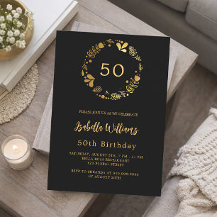 Invitación cumpleaños de la flor de oro negro