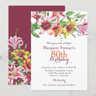 Invitación Cumpleaños de la flor del lirio tigrado del día el