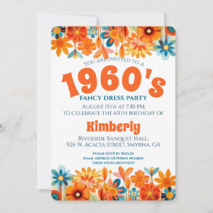 Invitación Cumpleaños de la flor hippie de los años 60