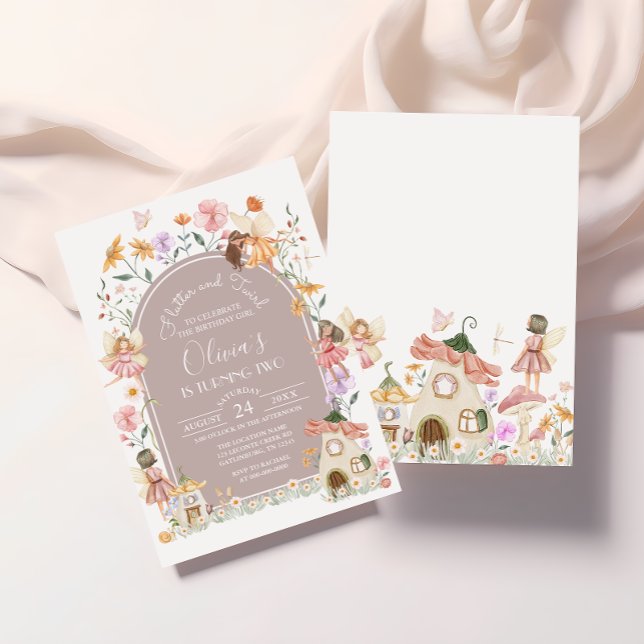 Invitación Cumpleaños de la flor silvestre de Rubor silenciad (Subido por el creador)