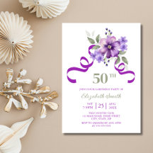 Cumpleaños de la Flor Violeta Chic con Cinta Púrpu