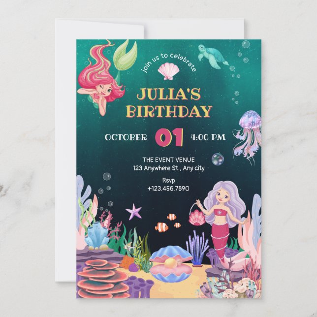 Invitación Cumpleaños de la flora y fauna subacuáticas de la  (Anverso)