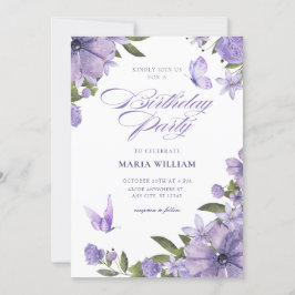 Invitación Cumpleaños de la floración morada