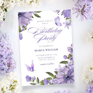 Invitación Cumpleaños de la floración morada