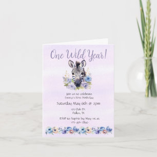 Invitación Cumpleaños de la Floral Púrpura Zebra